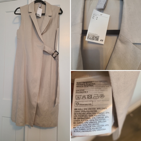 NWT Linen Blend Blazer Dress H&M Size Small - Picture 2 of 5